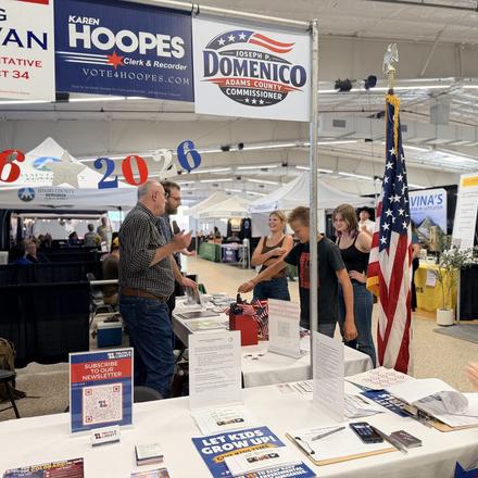 The Craig Sullivan sign above the aisle at the Adams County Fair