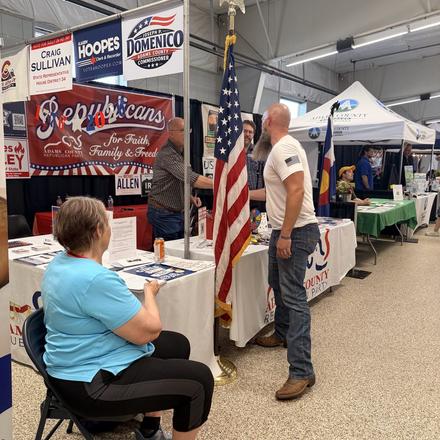 The county party booth on the second day of the fair