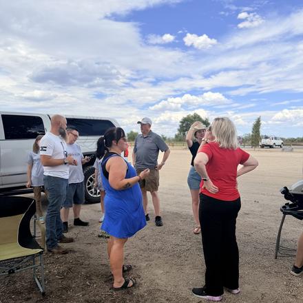 Guests talking at the cookout